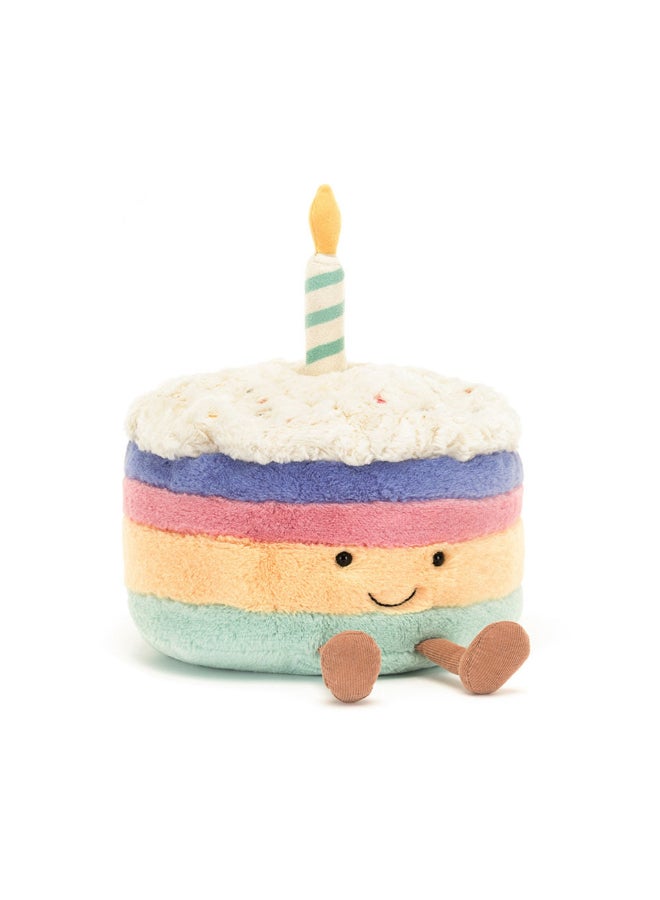 Jellycat Amuseables Rainbow Birthday Cake Plush – Soft Stuffed Toy with Cordy Legs, Cute Valentine’s Gift for Kids & Adults, Collectible Jellycat, 12cm - Image 1